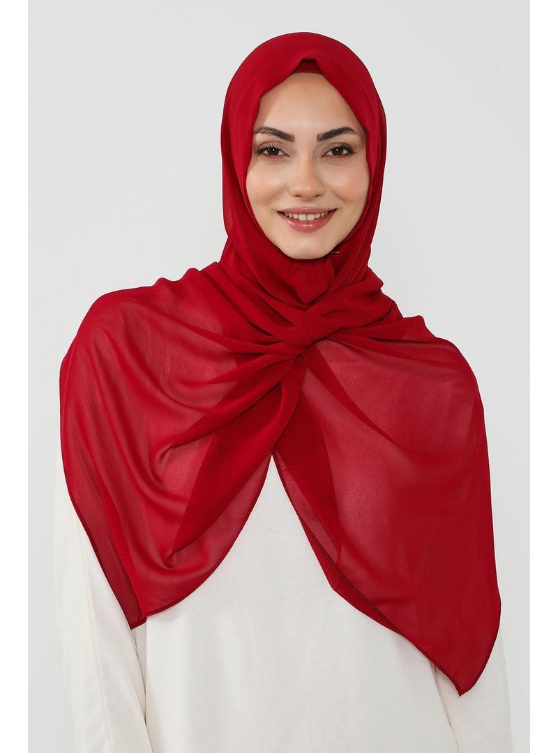 Aisha`s Design Bordo Penye İç Boneli Pratik Şifon Şal,ps