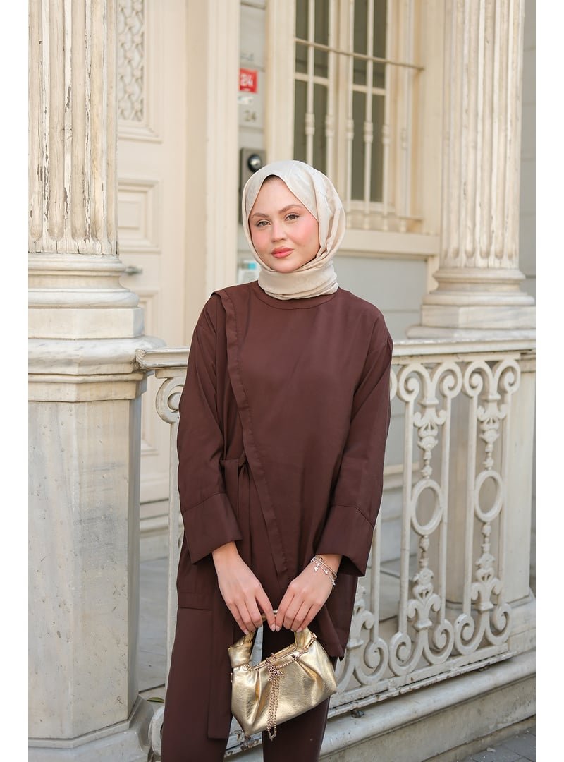 Locco Moda Kahverengi Yandan Bağlamalı Armani Modal Takım