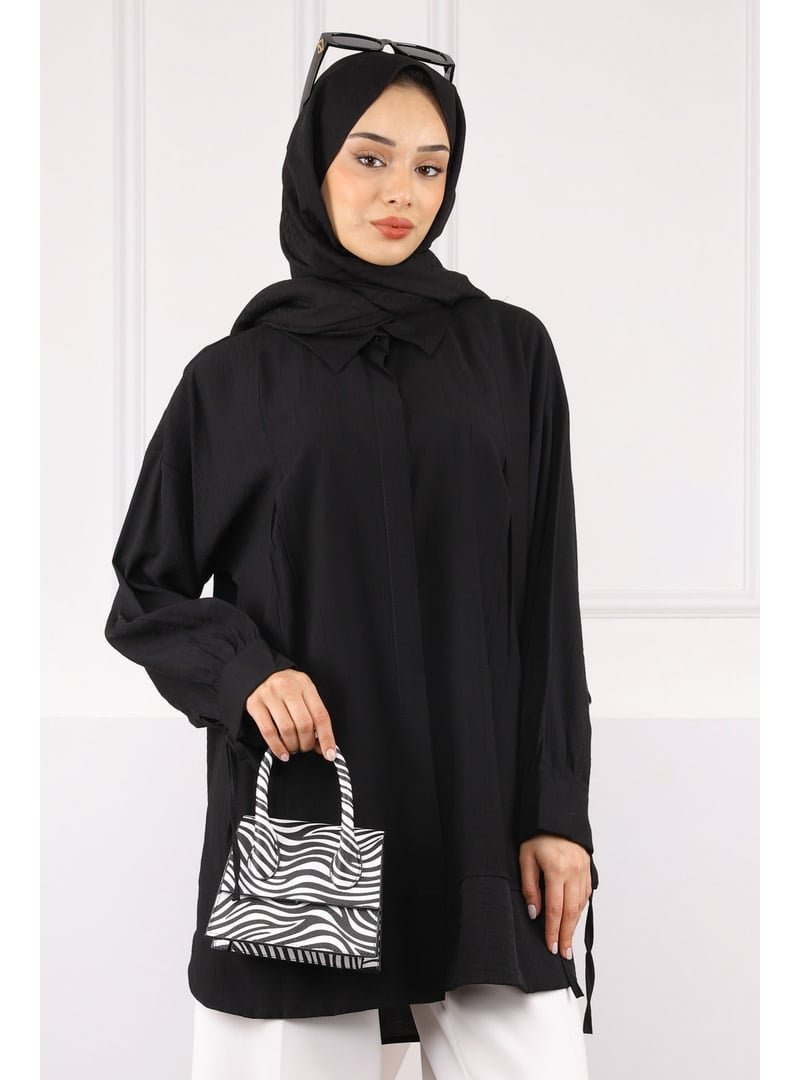 İmaj Butik Siyah Kol Bağlamalı Tunik