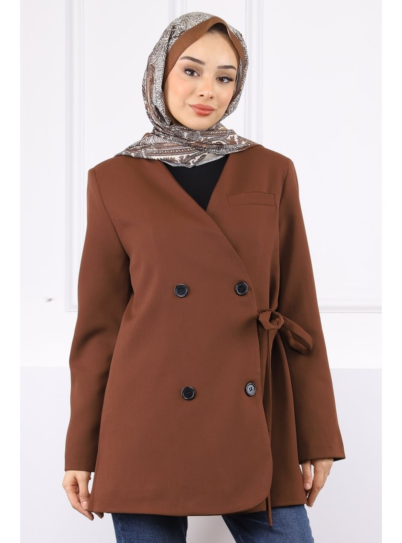 İmaj Butik Kahverengi Bel Bağlamalı Ceket