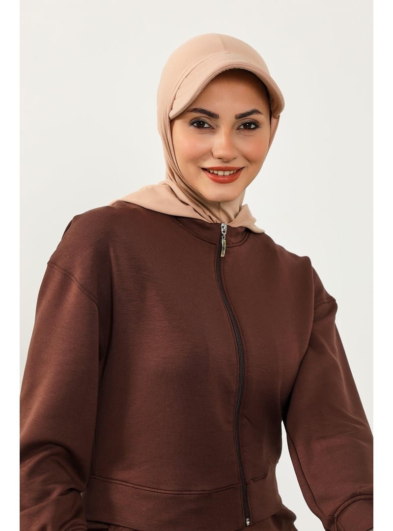 Aisha`s Design 88p Açık Vizon Siperlik Ve Kapatıcı Özellikli Penye Hazır Bone,b