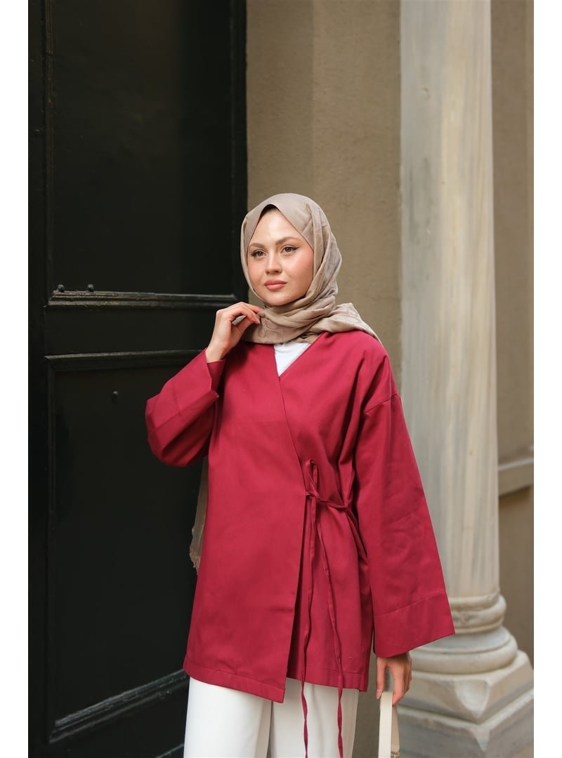 Locco Moda Bordo Yandan Bağlamalı Ceket