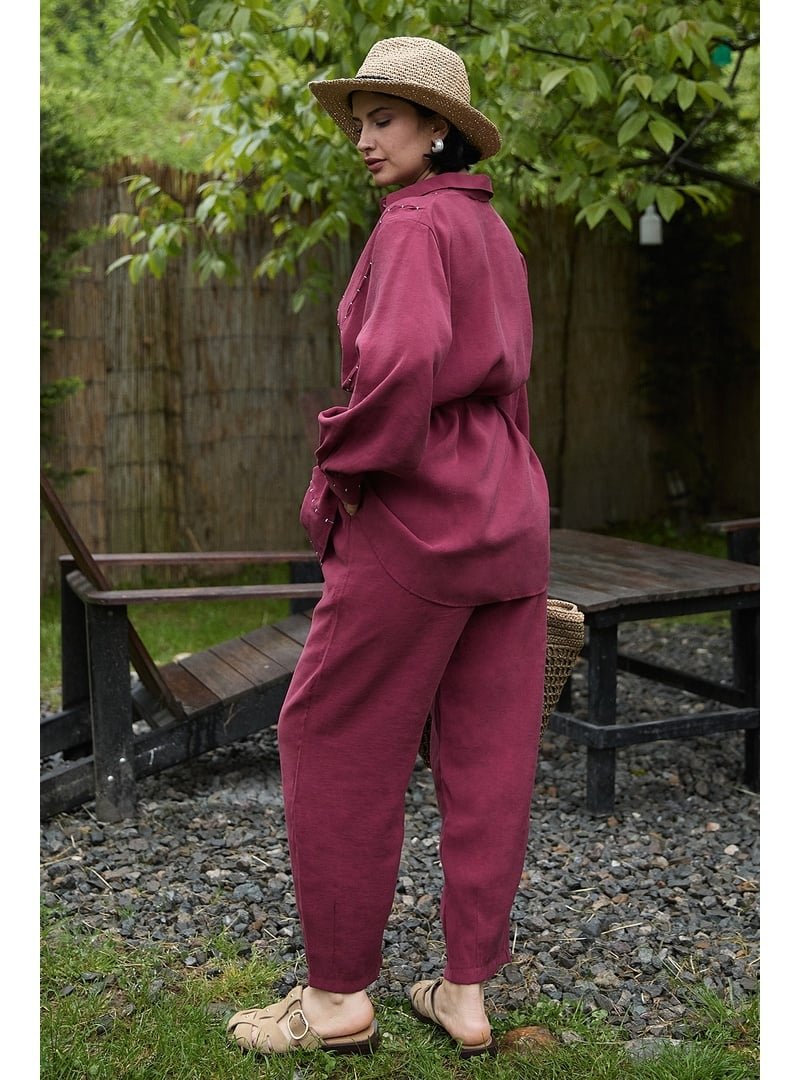 InStyle Boydan Dikişli Bordo İkili Takım