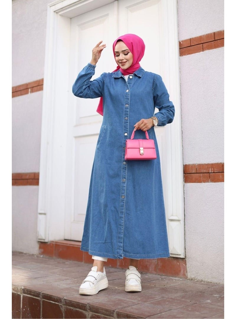 Harmatime butik Kot Cepli Düğmeli Denim Kap