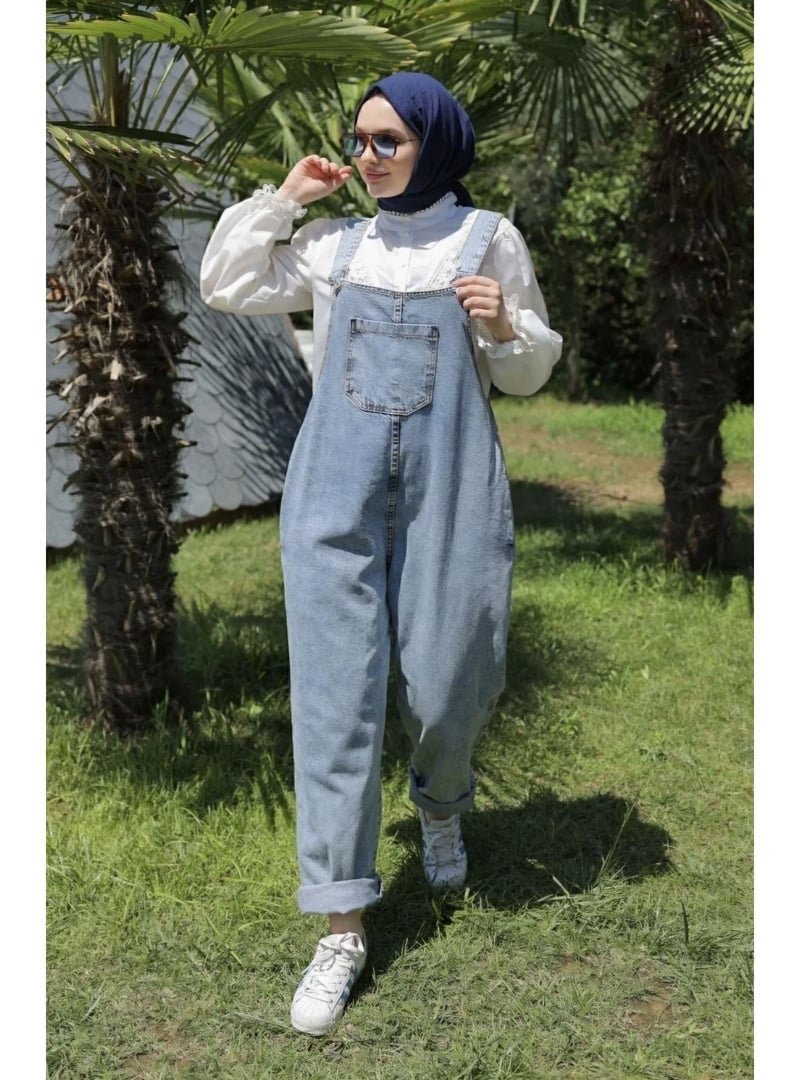 Harmatime butik Askılı Hamile Kot Tulum