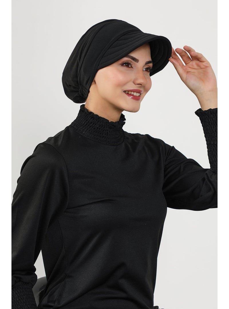 Aisha`s Design 73sn Siyah Siperlikli (deniz,havuz) Yüzücü Bonesi,b