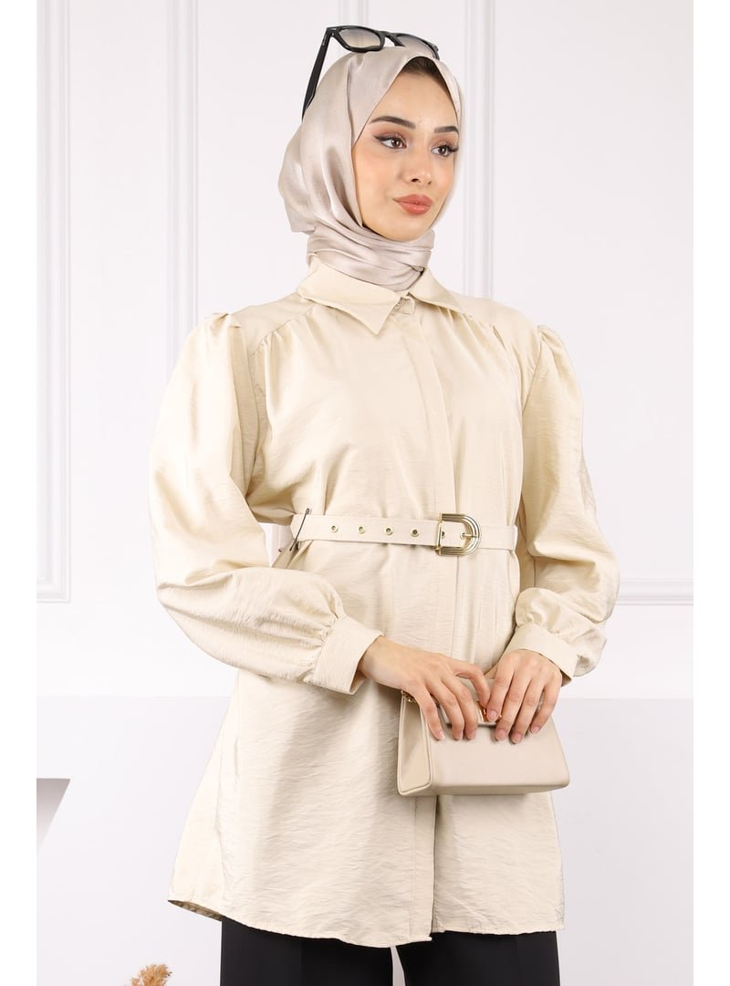 İmaj Butik Bej Kemerli Modal Tunik