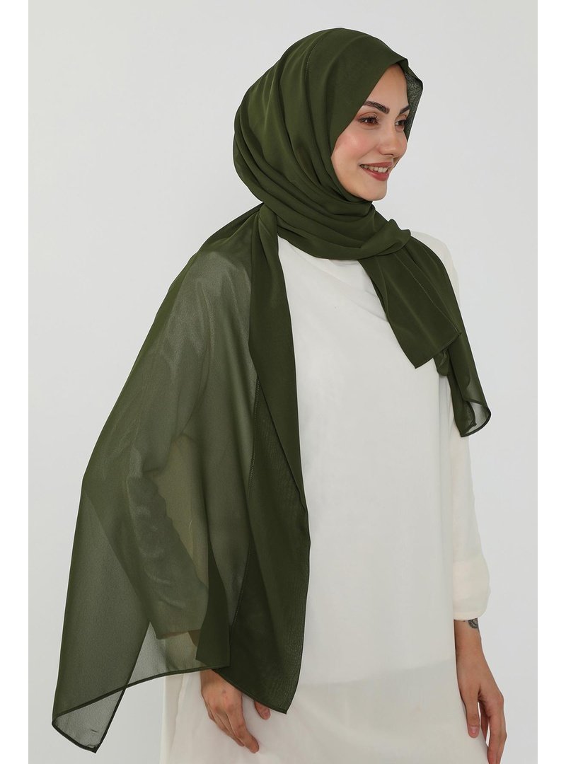 Aisha`s Design Haki Yeşil Penye İç Boneli Pratik Şifon Şal,ps