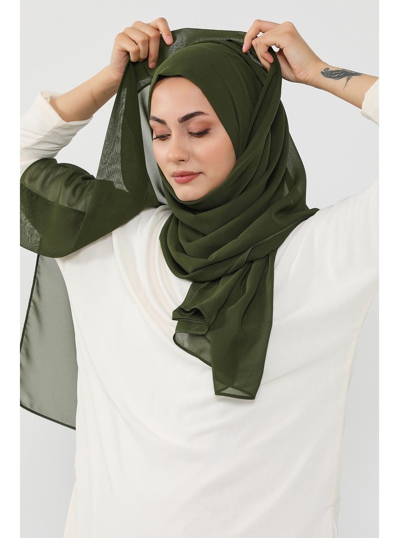 Aisha`s Design Haki Yeşil Pratik Şifon Şal,ps