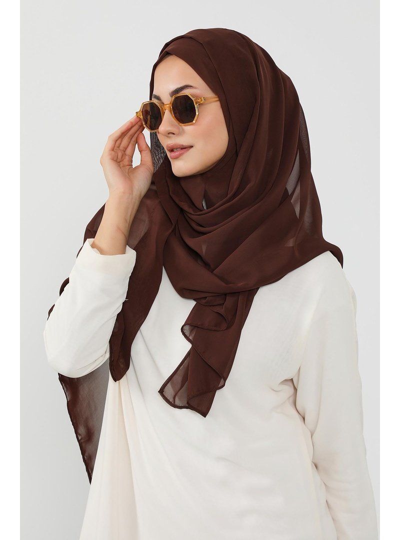 Aisha`s Design Kahverengi Pratik Şifon Şal,ps