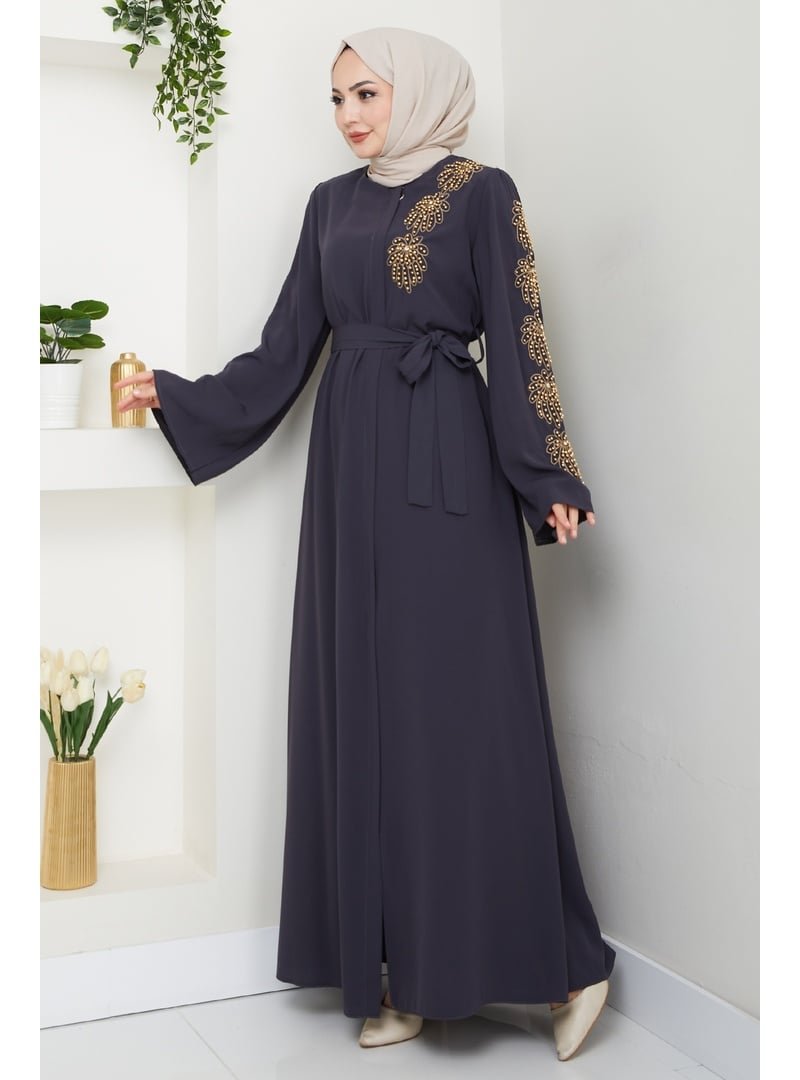 InStyle Sarı İncili Antrasit Ferace