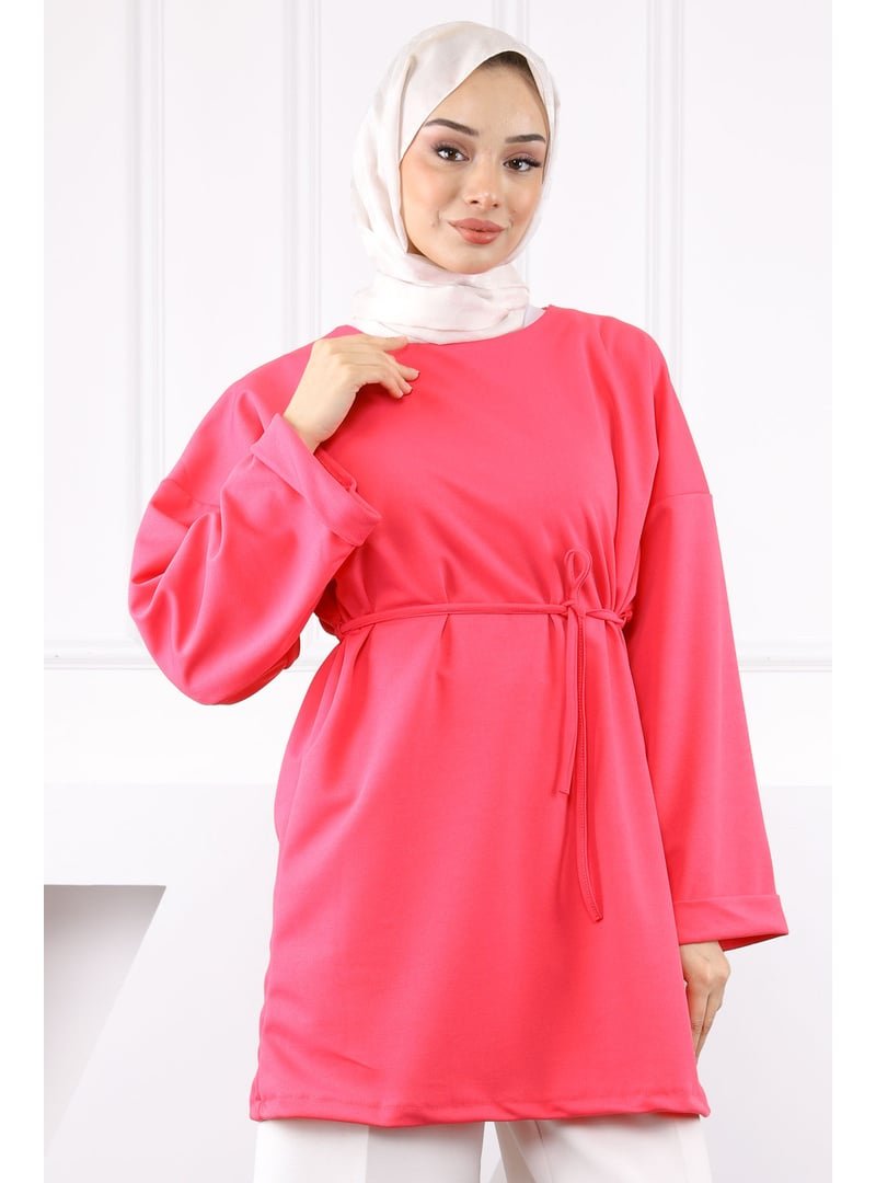 İmaj Butik Fuşya Beli İpli Krep Tunik