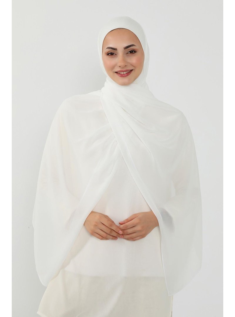 Aisha`s Design Krem Penye İç Boneli Pratik Şifon Şal,ps