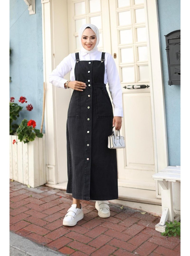 Harmatime butik Askılı Denim Salopet