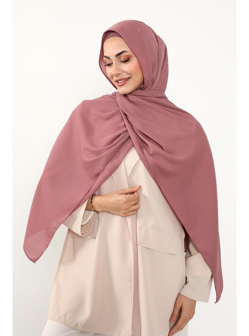 Aisha`s Design Gül Kurusu Krep Şal & Penye Bone İkili Takım,ps