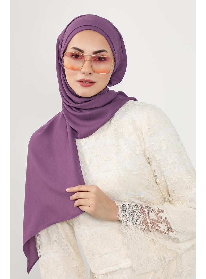 Aisha`s Design Mor Önü Pileli Tasarım Krep Pratik Şal,ps