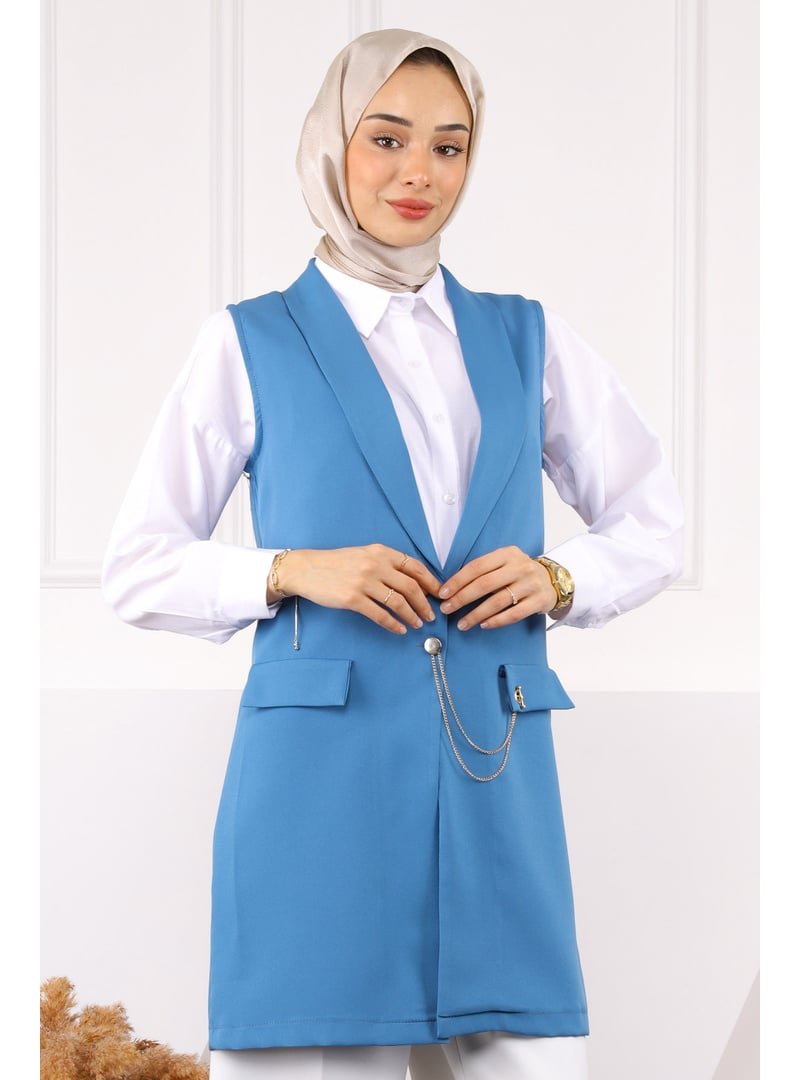 İmaj Butik İndigo Duble Zincirli Yelek