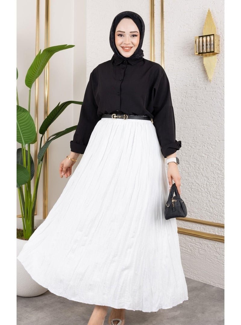 Harmatime butik Kırışık Keten Etek