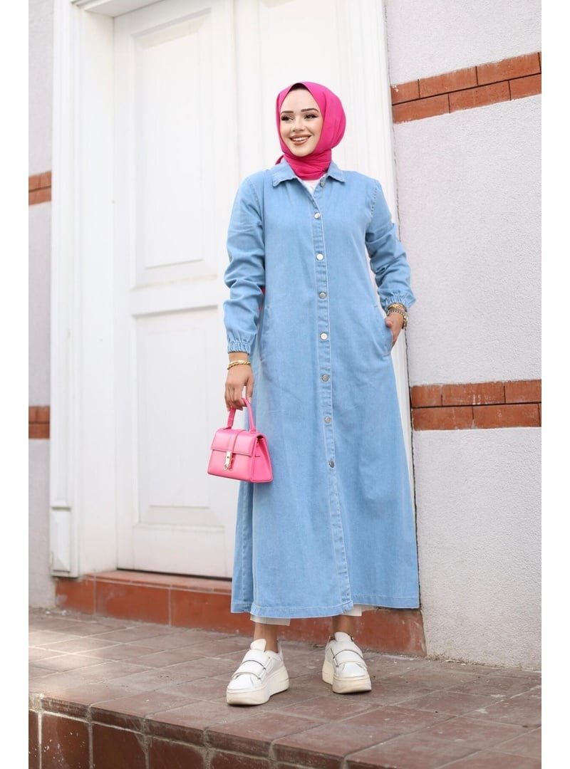 Harmatime butik Cepli Düğmeli Denim Kot Trençkot