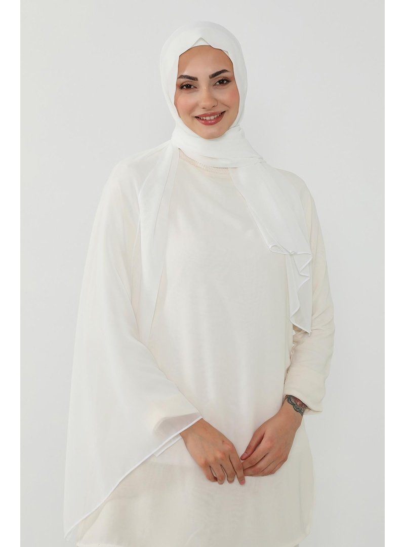 Aisha`s Design Krem Penye İç Boneli Pratik Şifon Şal,ps
