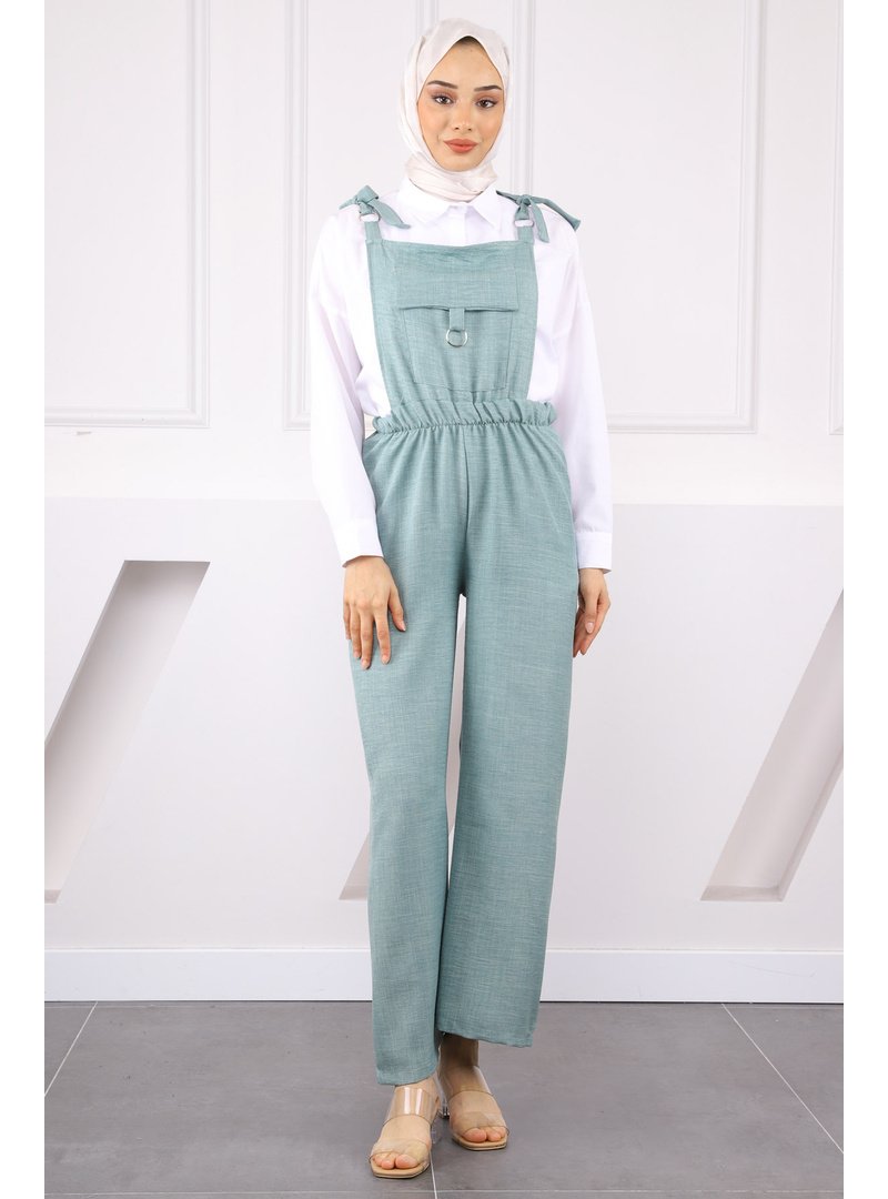 İmaj Butik Mint Cep Detaylı Tulum