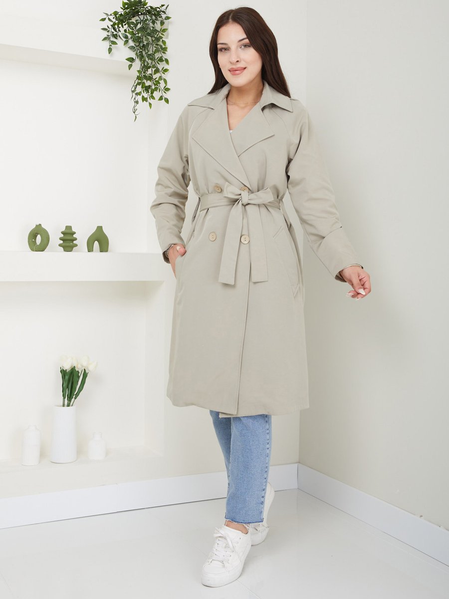 Sahra Afra Taş Rengi Kadın Oversize Trençkot