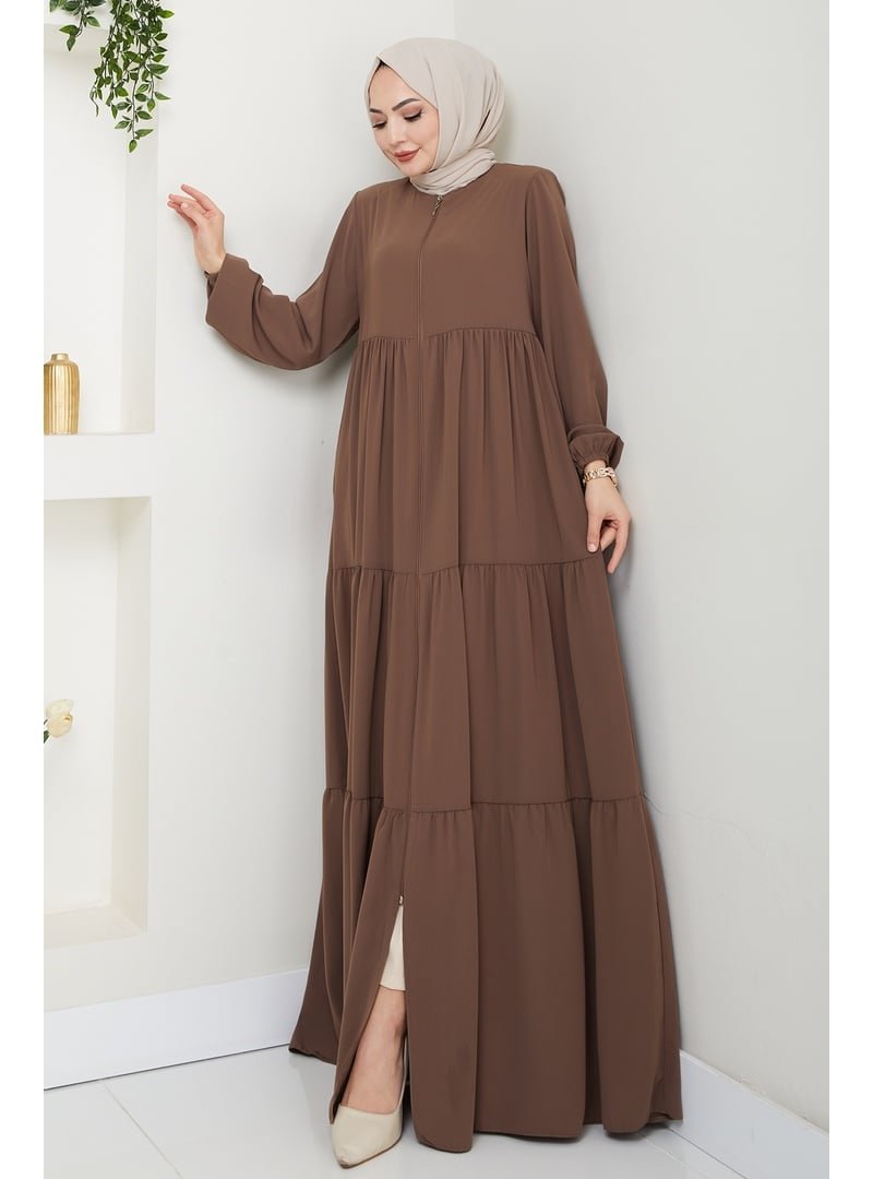 InStyle Üç Büzgülü Kahverengi Ferace
