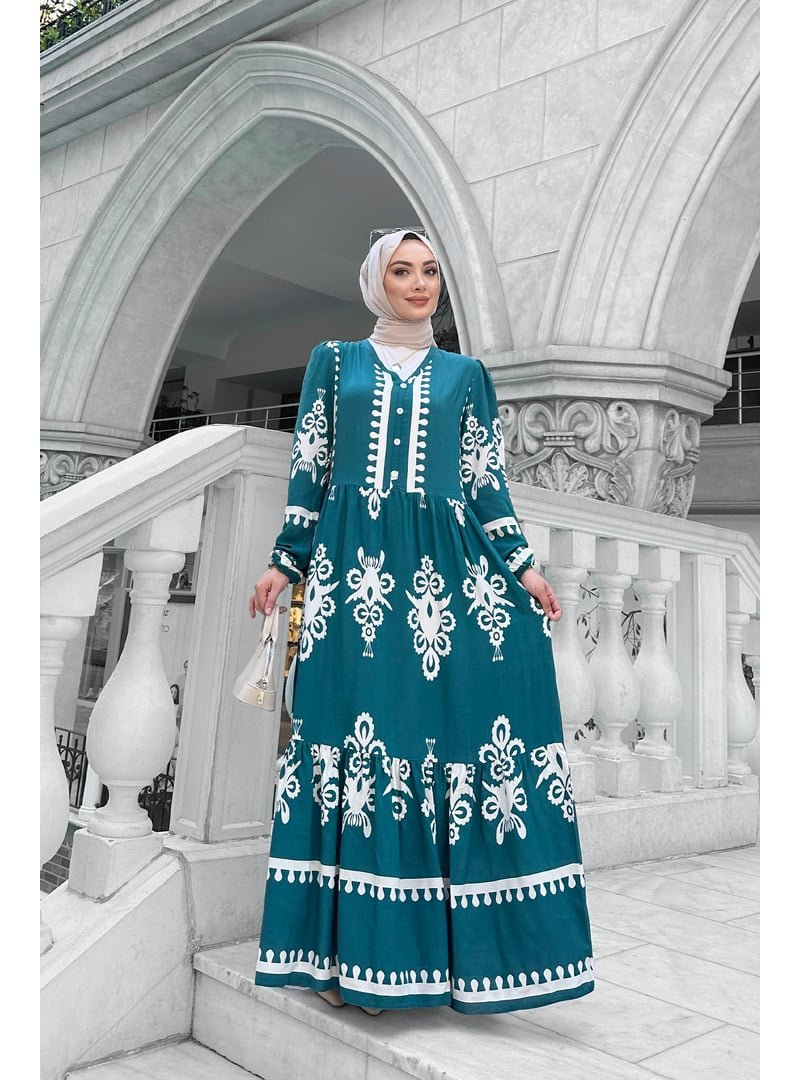Liz Butik Su Yeşili Viyona Elbise