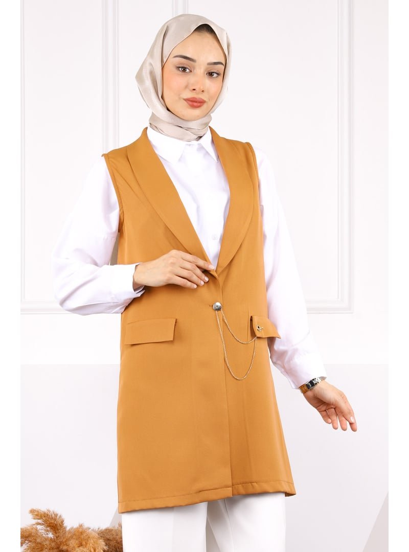İmaj Butik Camel Duble Zincirli Yelek