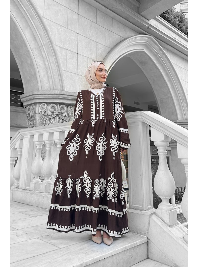 Liz Butik Kahverengi Viyona Elbise