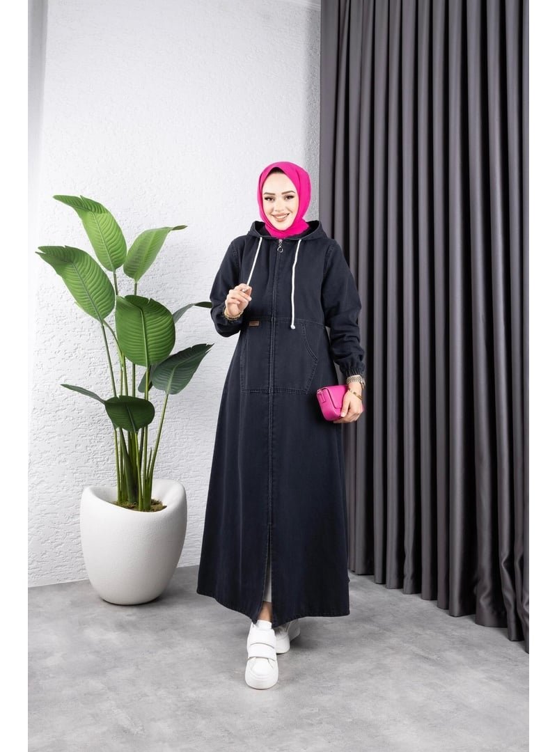 Harmatime butik Fermuarlı Cepli Kar Yıkamalı Kot Kap