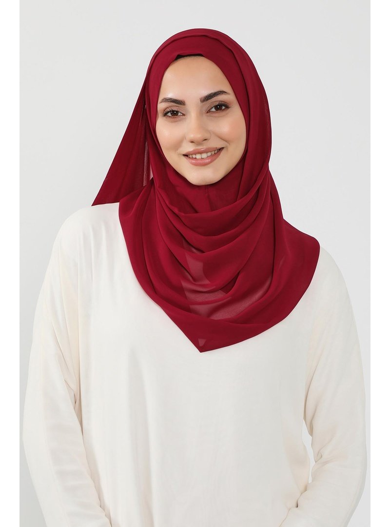 Aisha`s Design Bordo Pratik Şifon Şal,ps