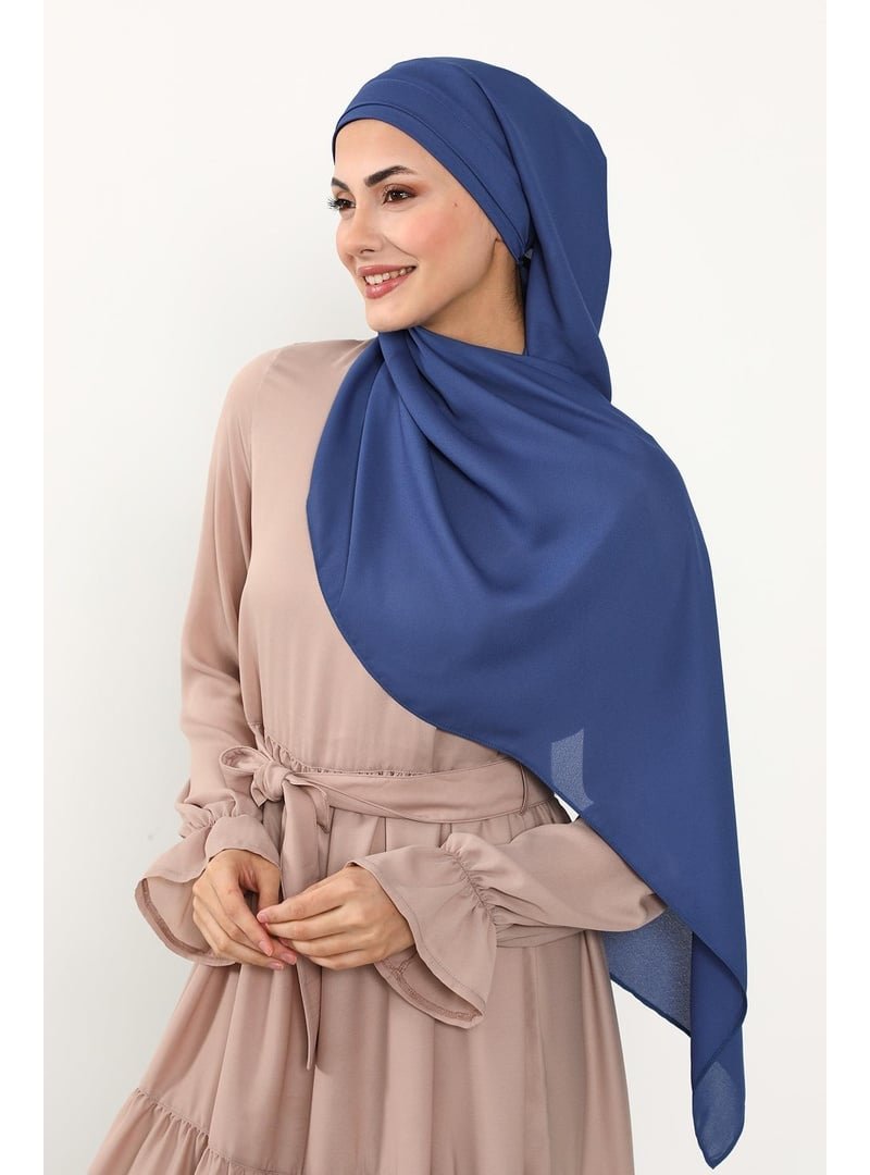 Aisha`s Design İndigo Önü Pileli Tasarım Krep Pratik Şal,ps