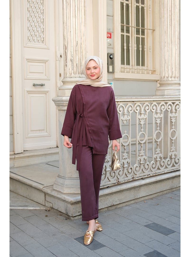 Locco Moda Mürdüm Yandan Bağlamalı Armani Modal Takım