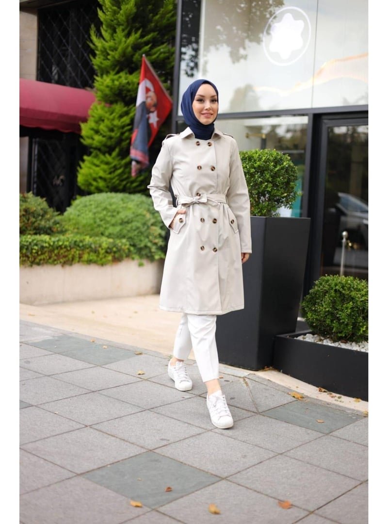 Harmatime butik Kemerli Düğmeli Trençkot