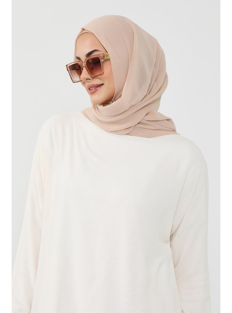 Aisha`s Design Açık Vizon Penye İç Boneli Pratik Şifon Şal,ps