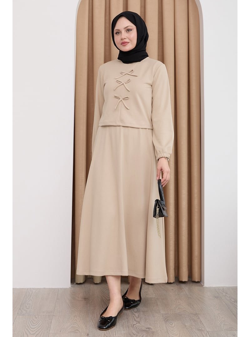 InStyle Modal Kurdele Detay Etekli Bej Takım