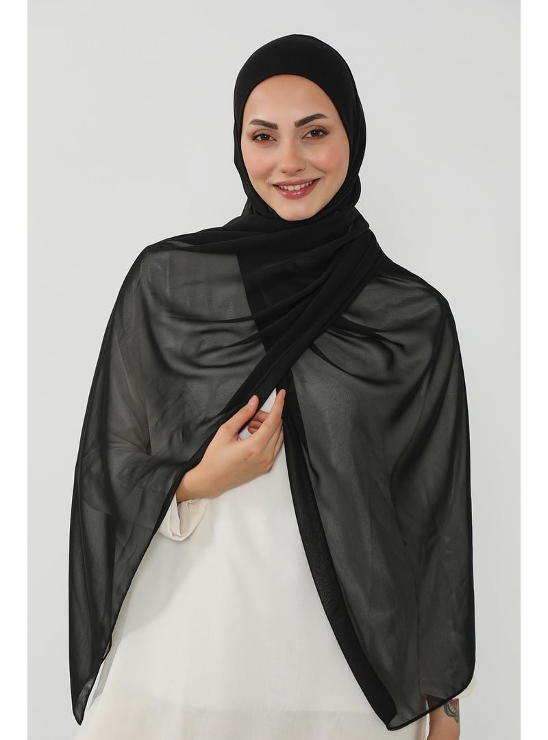 Aisha`s Design Siyah Penye İç Boneli Pratik Şifon Şal,ps
