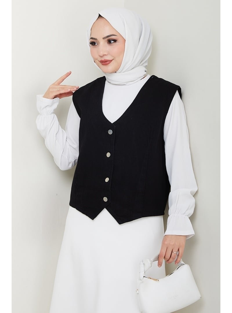 Bestenur Siyah Asyel Kot Yelek