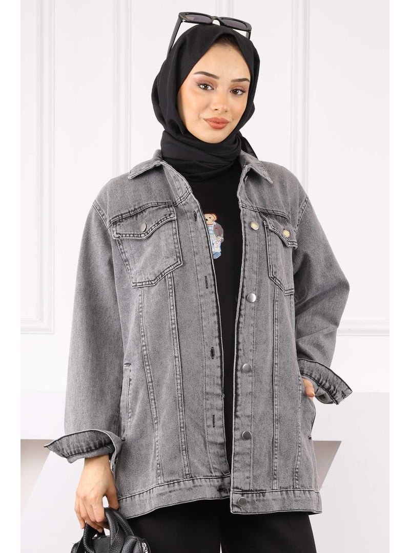 İmaj Butik Füme Cepli Kot Ceket