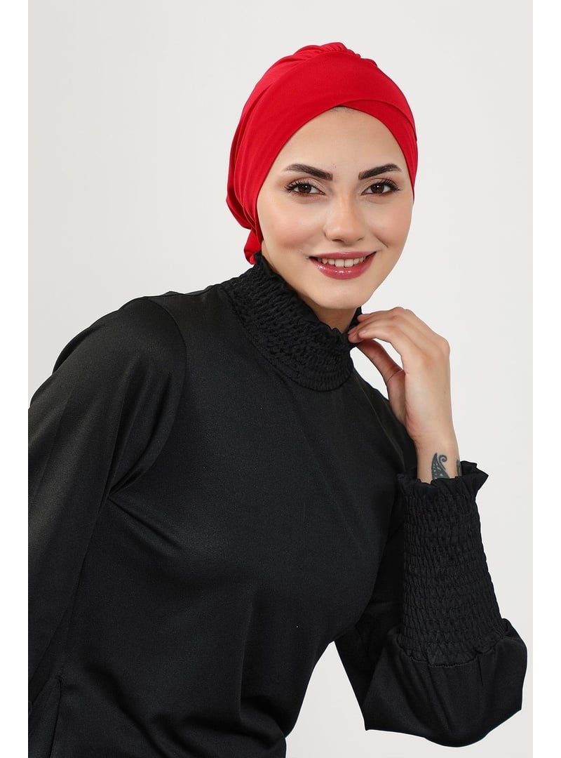 Aisha`s Design 31sn Kırmızı Kuşaklı (deniz,havuz) Yüzücü Bonesi,b