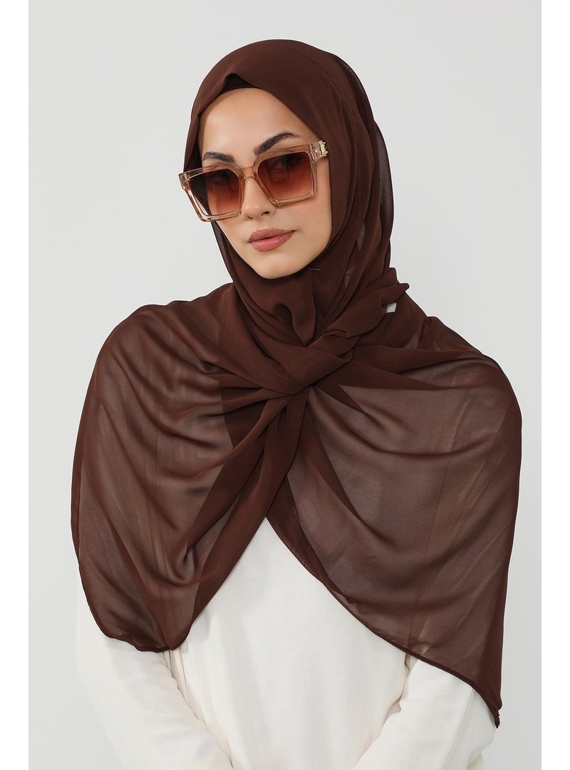 Aisha`s Design Kahverengi Penye İç Boneli Pratik Şifon Şal,ps