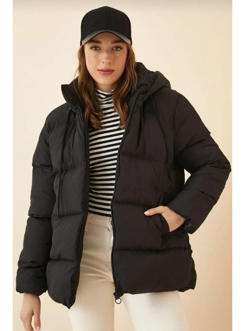 Harmatime butik Kapüşonlu Kısa Şişme Mont