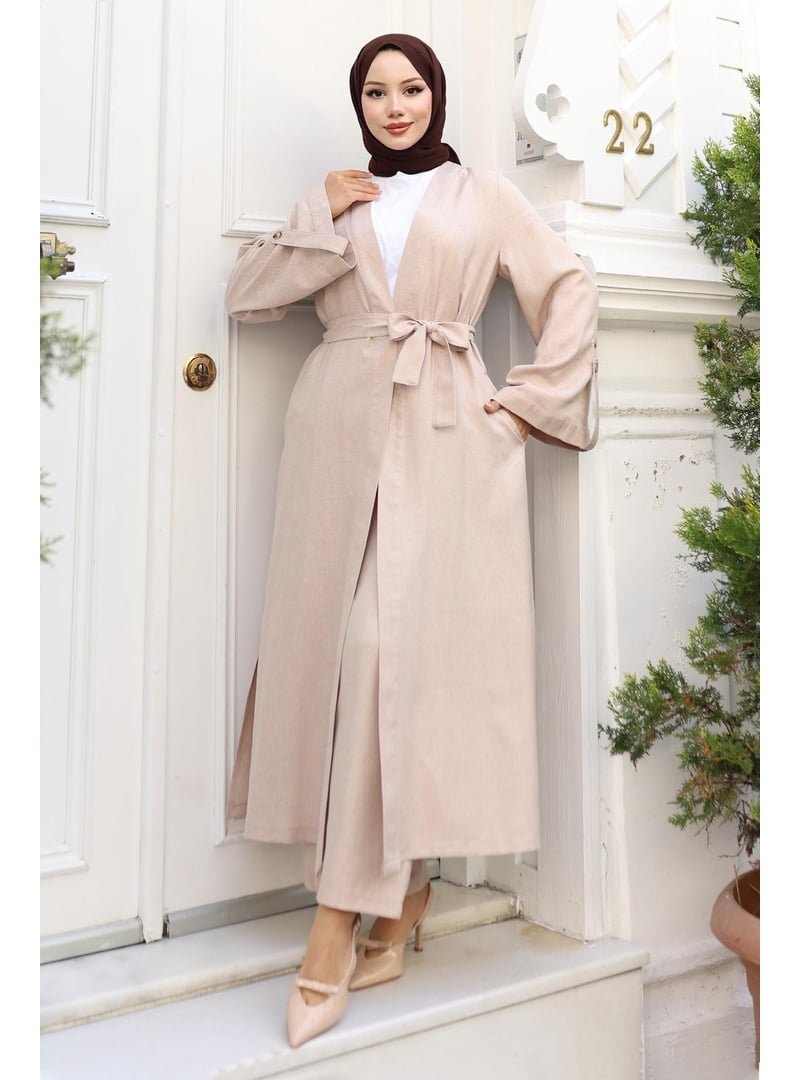 MISSVALLE Bej Apolet Detaylı Kimono Takım