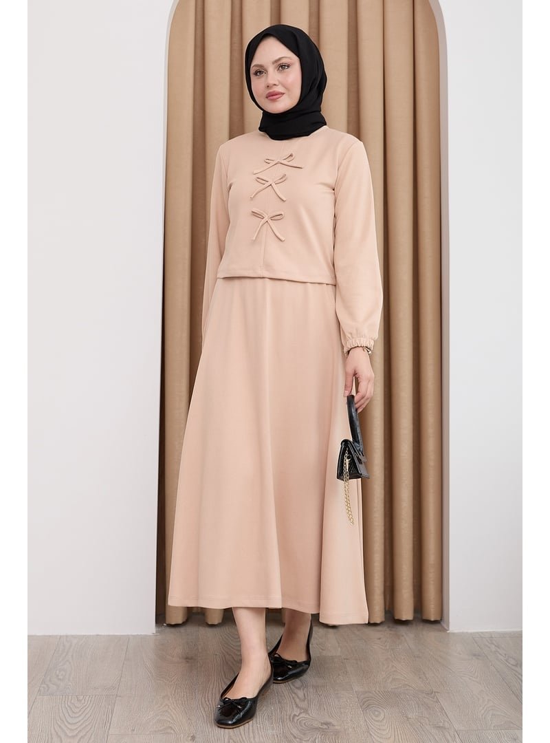 InStyle Modal Kurdele Detay Etekli Camel Takım