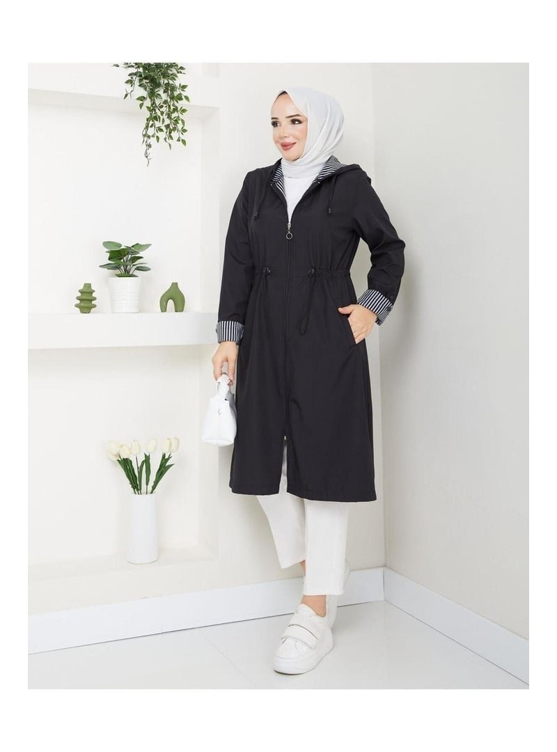 Harmatime butik Kısa Fermuarlı Bondit Trençkot