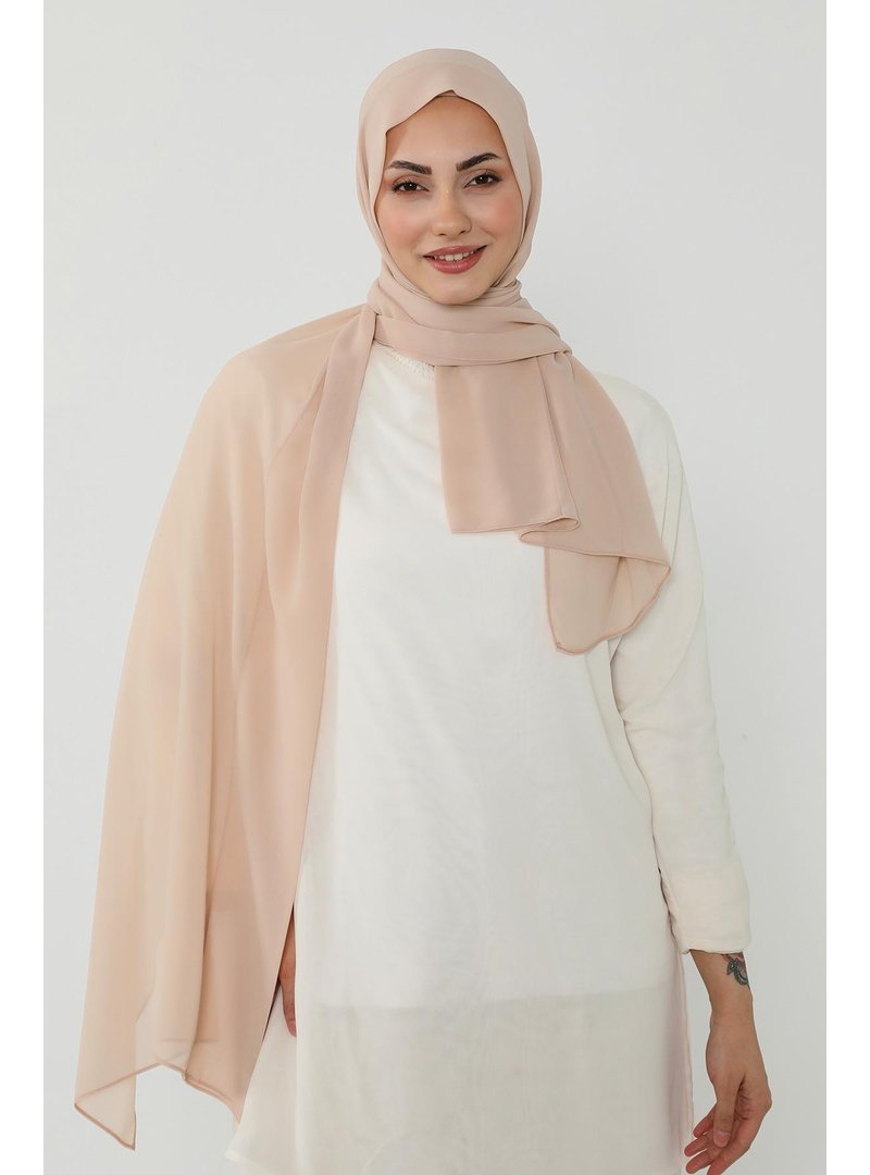 Aisha`s Design Açık Vizon Penye İç Boneli Pratik Şifon Şal,ps