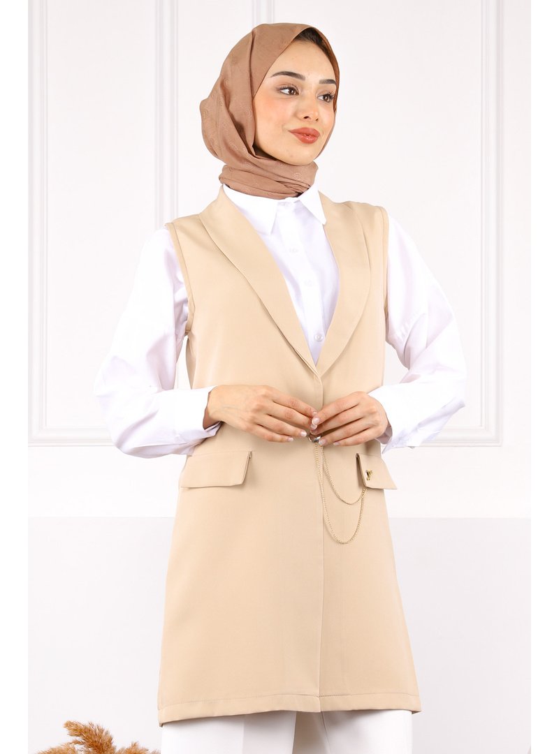 İmaj Butik Vizon Duble Zincirli Yelek
