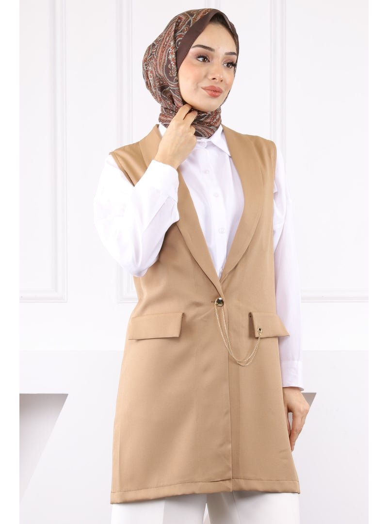 İmaj Butik Koyuv Vizon Duble Zincirli Yelek