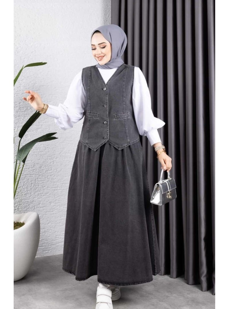 Harmatime butik Etek 2'li Takım Kot Yelek